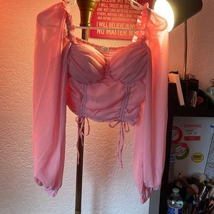 Alicia Boutique sheer pink blouse